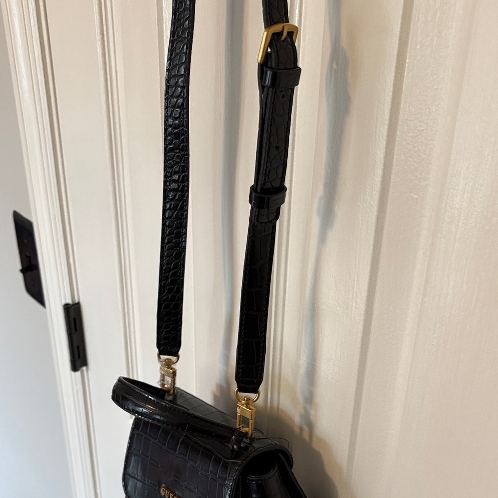 GUESS Black Croc-Texture Mini Bag - Picture 2 of 3